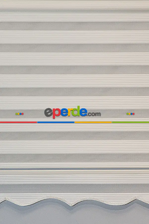 Brillant Beyaz/krem Boncuklu Boncuksuz Zebra Perde- Beyaz