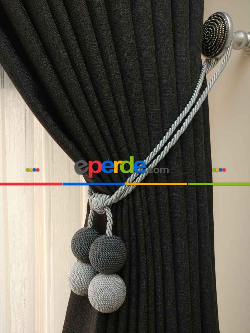 Keten Füme Antrasit Renk Düz Fon Perde ( )- Füme