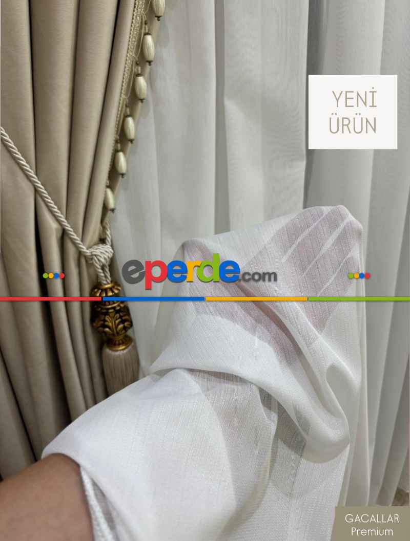 Yatak Odası - Premium Bambu Şantuklu Ağır Gramajlı 1/3 Sık Kat Pileli Ütü İstemeyen Tül Perde