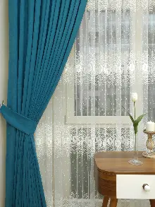 Petrol Düz Fon Perde Dökümlü Birinci Kalite 300 Cm Geniş En Daha Hesaplı- Petrol Mavisi