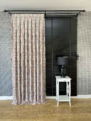 Patine Desenli Bej Kiremit Desenli Jakar Fon Perde (285 En)- Gri-füme-antrasit-kiremit Rengi