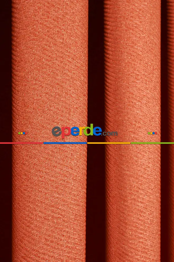 Yatak Odası - Turuncu Jakar Dokuma Fon Perde