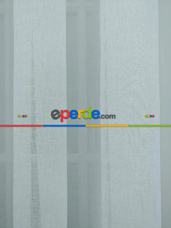 Salon Tül Perde - Ekru ( Beyaza Yakın ) - Keten Tül Perde- Beyaz