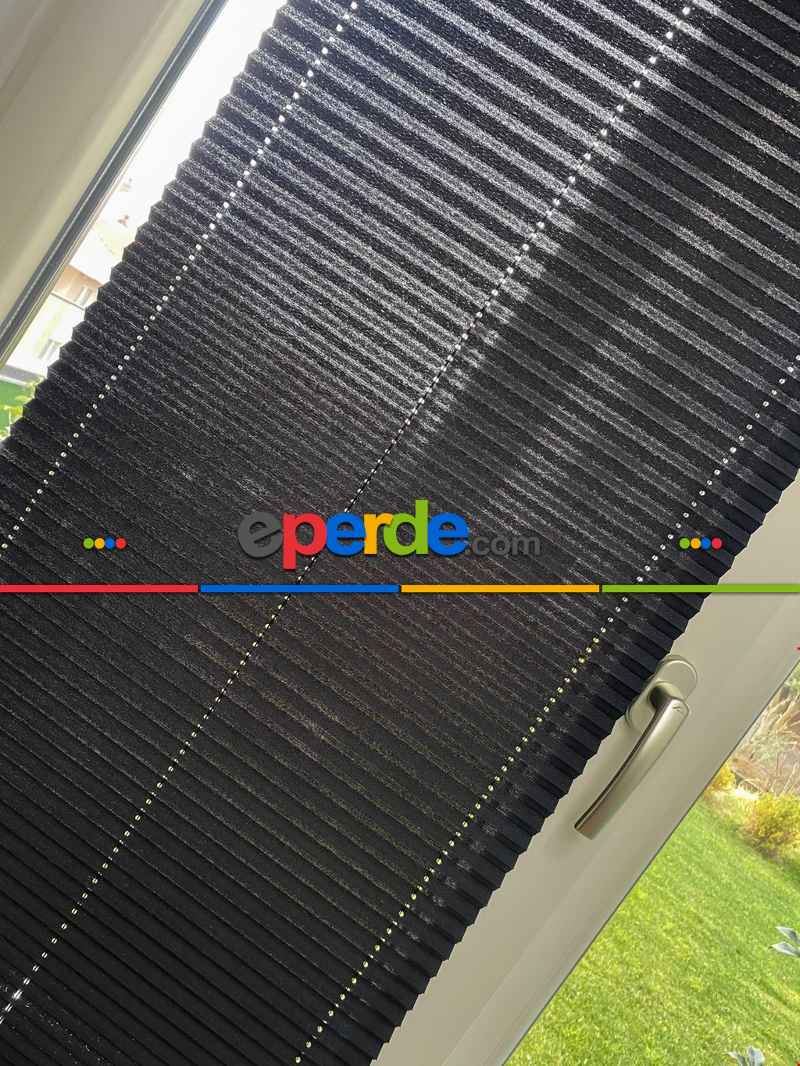 Mutfak - Plisel Perde, Siyah Diamond Seri Cam Balkon Perdesi 1. Kalite (matkapsız Montaj Yaylı Sistem)