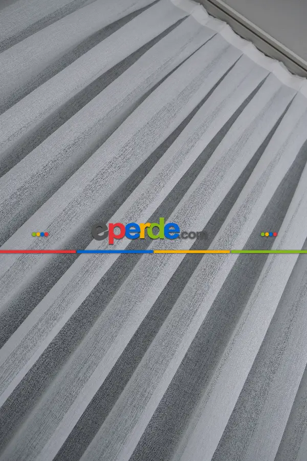 Kum Düz Tül Perde - Ekru - Kurşunlu Tül