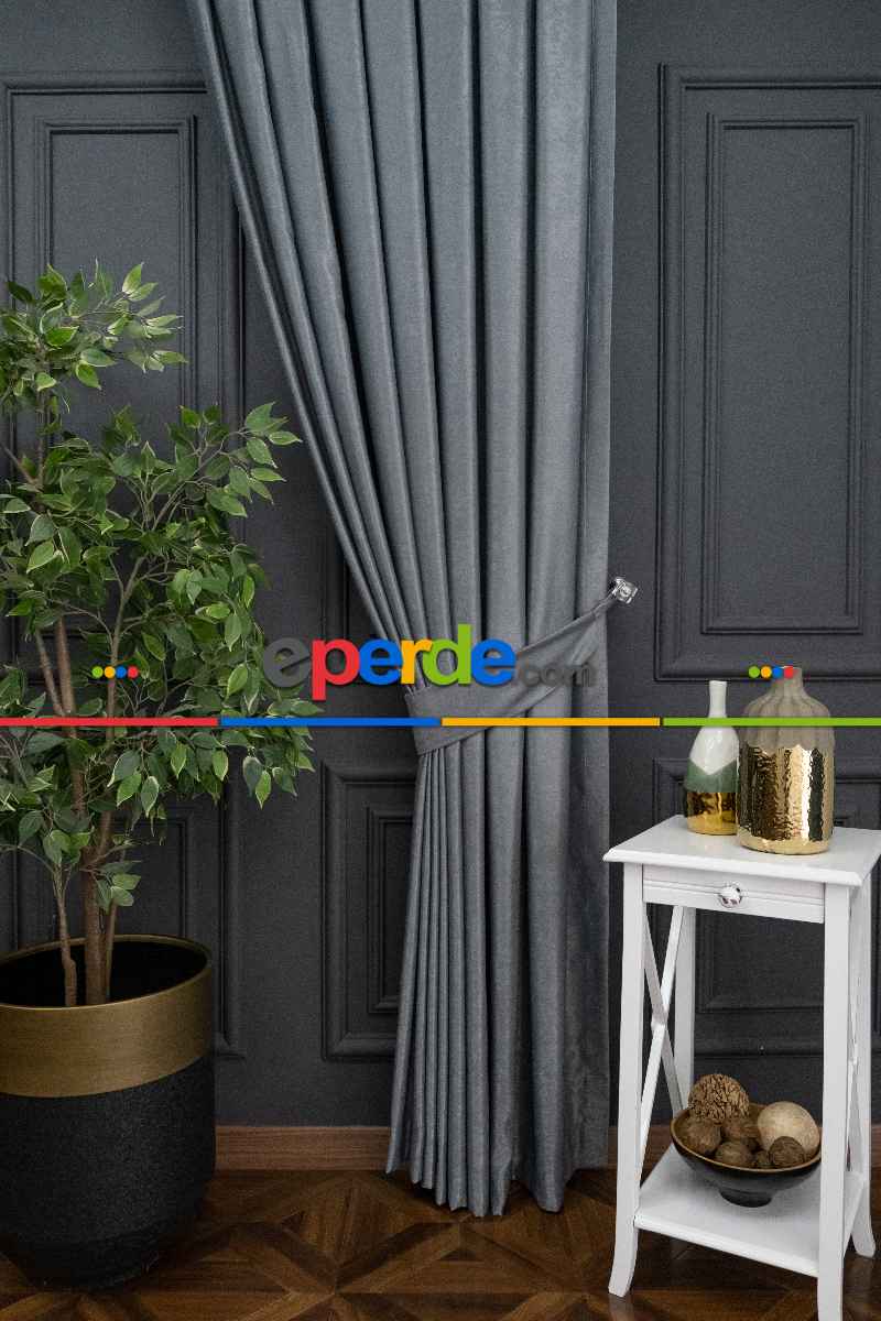 Soft Gri Yumuşak Dökümlü Fon Perde (180)- Gri-füme-antrasit