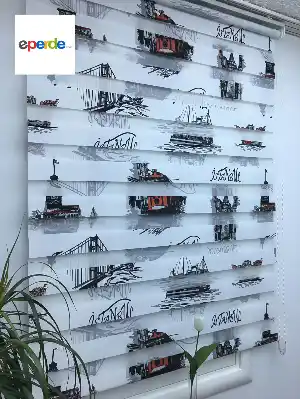 Fırsat!!! Siyah-kırmızı İstanbul Desenli Perde- Siyah-kırmızı 100cm X 200cm 