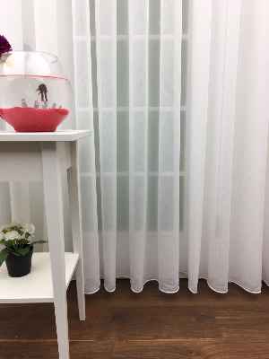 Beyaz - Armür Dokuma Düz Tül Perde- Beyaz - Kurşunlu Tül