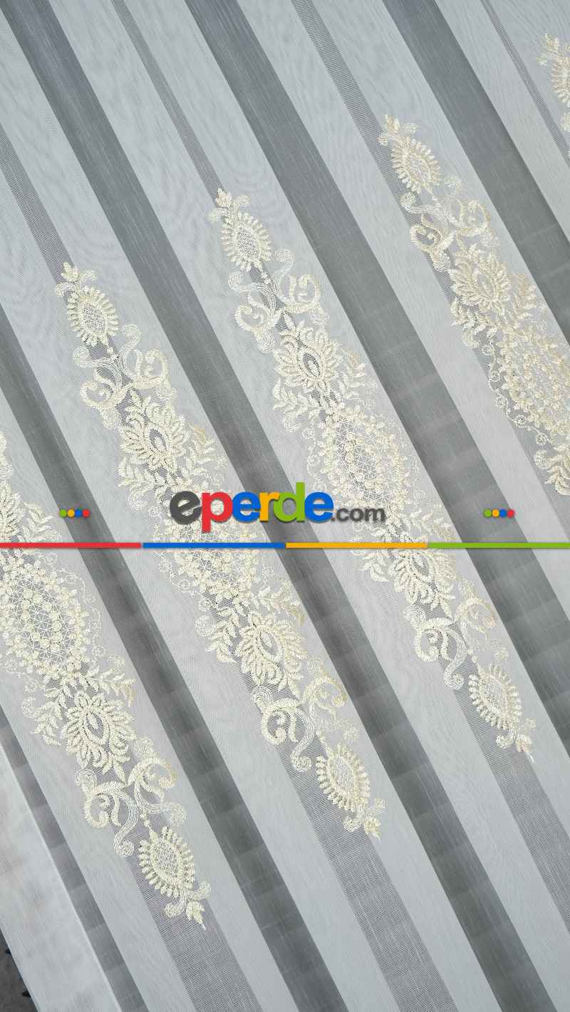 Brillant Gold Nakış İşlemeli Tül Perde Yeni Şehrazat