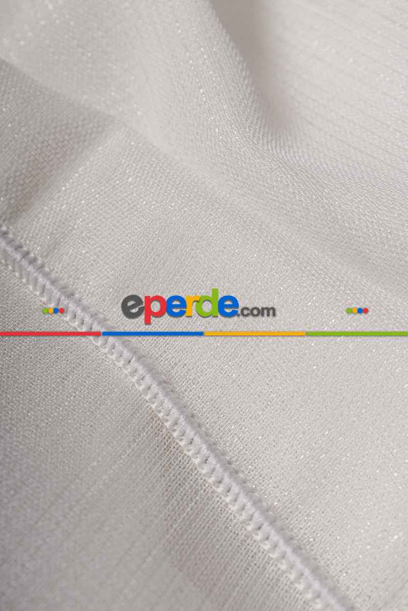 Mutfak Tül Gümüş Simli Bambu Keten Tül Perde Akdz 1047