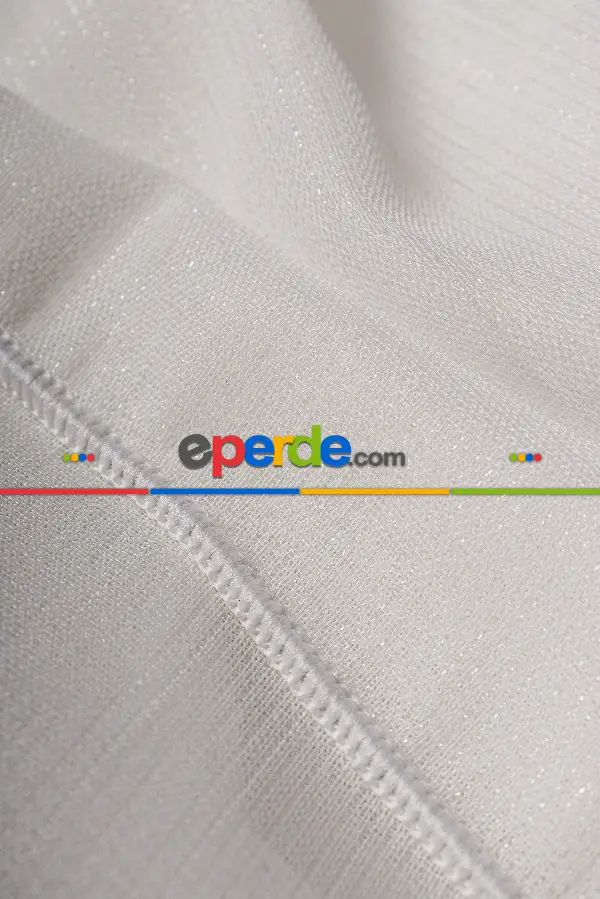 Gümüş Simli Bambu Keten Tül Perde Akdz 1047