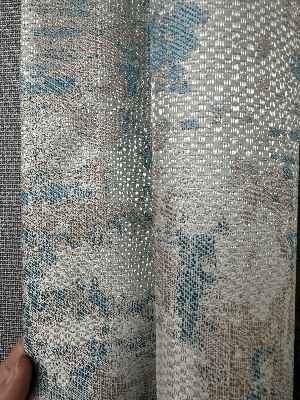 Patine Desenli Desenli Jakar Fon Perde (285 En) Turkuaz - Kahve Ve Krem Renklerinde