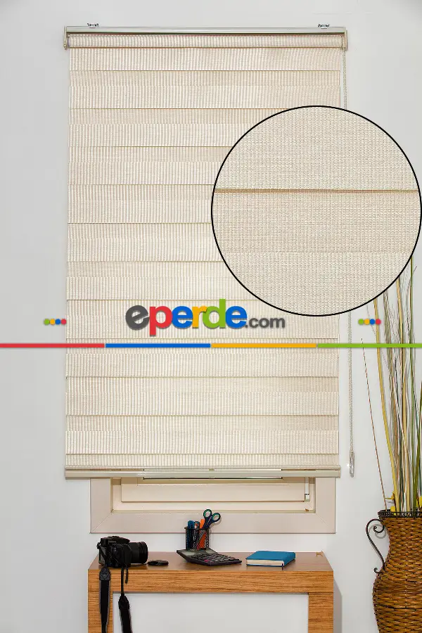 Krem Bambu Zebra Perde- Krem