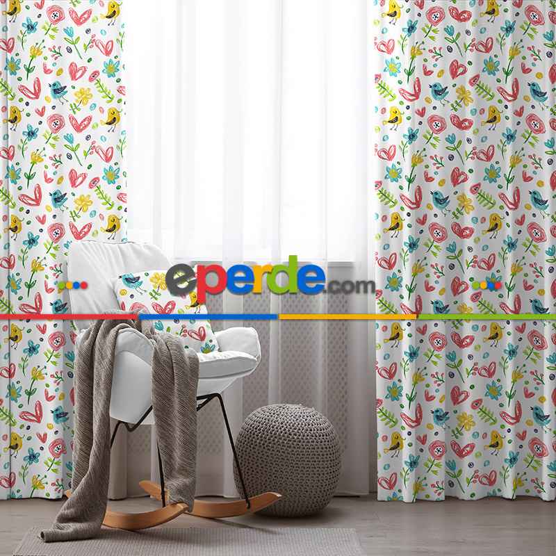 Çocuk Odası Fon Perde Evim 437 Kumaşı Kalındır Duck Bezi Değildir
