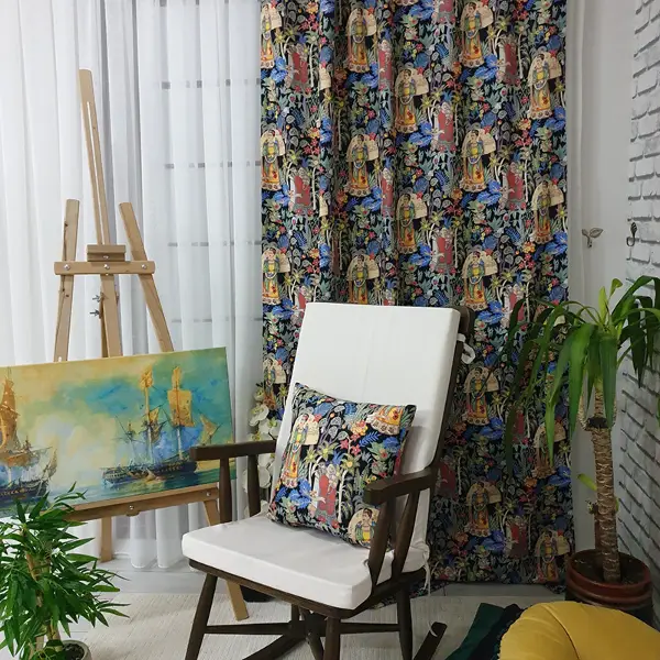 Popart Desenli Fon Perde Evmpopart4 Kumaşı Kalındır Duck Bezi Değildir- Çok Renkli 2