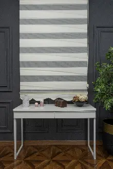 80x200 Hazır Krem Geniş Plise Zebra Perde