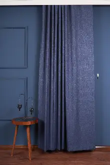 Gece Mavi Jakar Dokuma Fon Perde