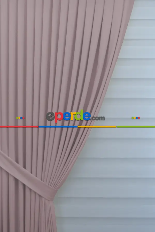 Pudra Pembe Renk Düz Fon Perde (soft) Çok Dökümlü- Pembe Pudra Pembe