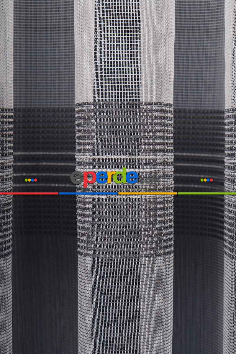 Yatak Odası - Ekru - Antrasit Gri Düz Tül Perde Ütü Istemez