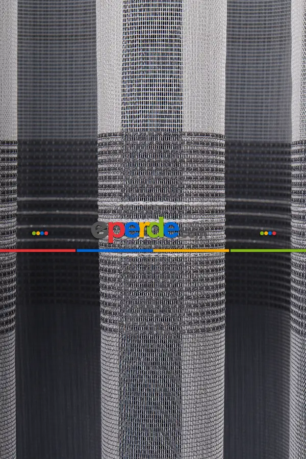 Yatak Odası - Ekru - Antrasit Gri Düz Tül Perde Ütü Istemez