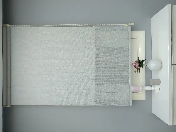 2025 Sezonu - Çiftli Sistem Naturel Keten Tül Stor- Mavi Grimsi