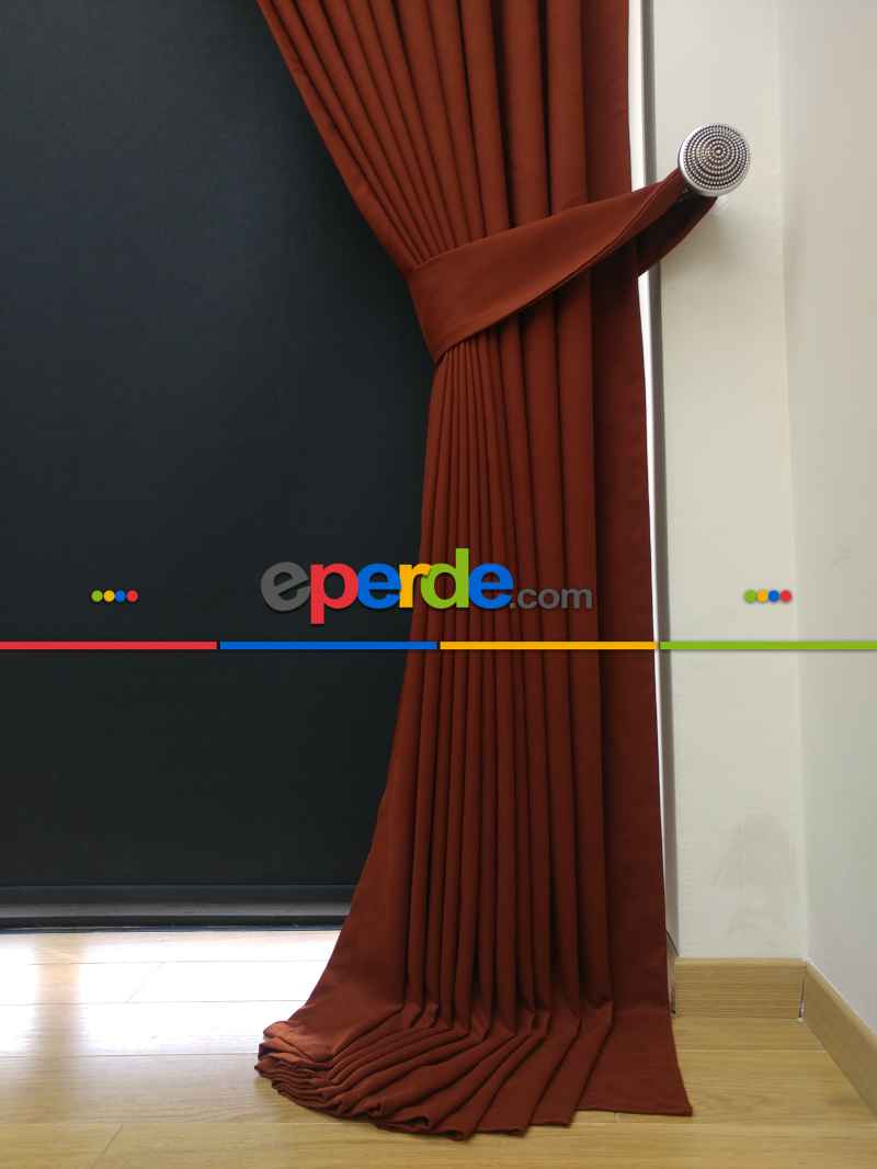 Düz Renk Dökümlü Fon Perde (150)- Tarçın