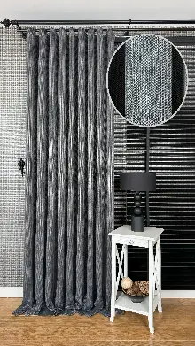 Genç Odası Koyu Gri Düz Jakar Dokuma, Premium Kalite Serisi Hasır Doku Fon Perde