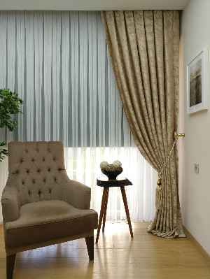 Sütlü Kahve Renk Jakar Dokuma Fon Perde- Sütlü Kahve