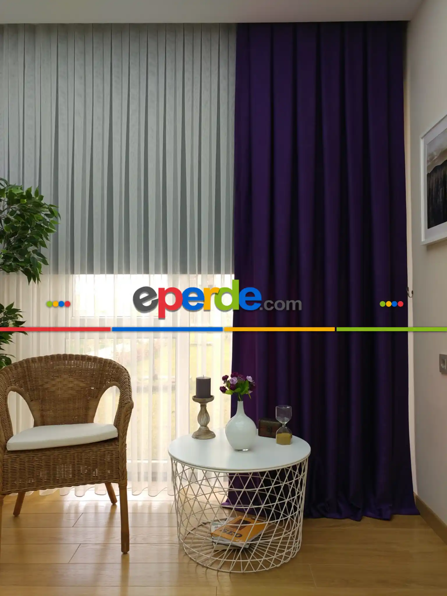 Soft Mor Fon Perde Geniş En (285)- Mor