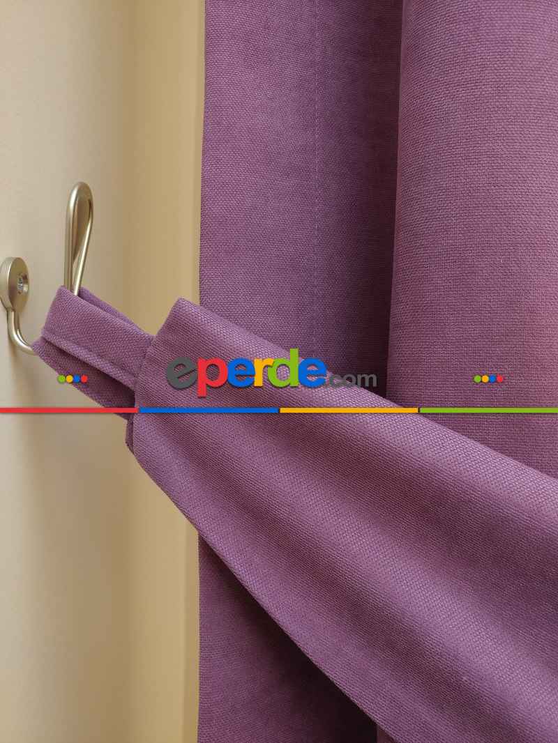 Koyu Lila Düz Fon Perde ( Dökümlü Fon )- Lila Koyu Lila