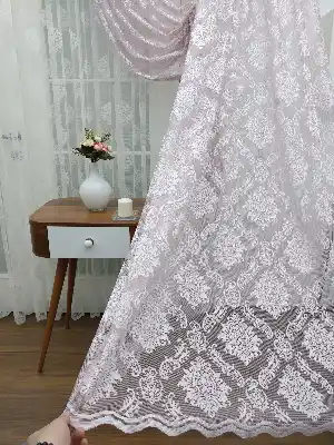 Pudra Pembe Tül Fon Perde- Pembe Pudra Pembe