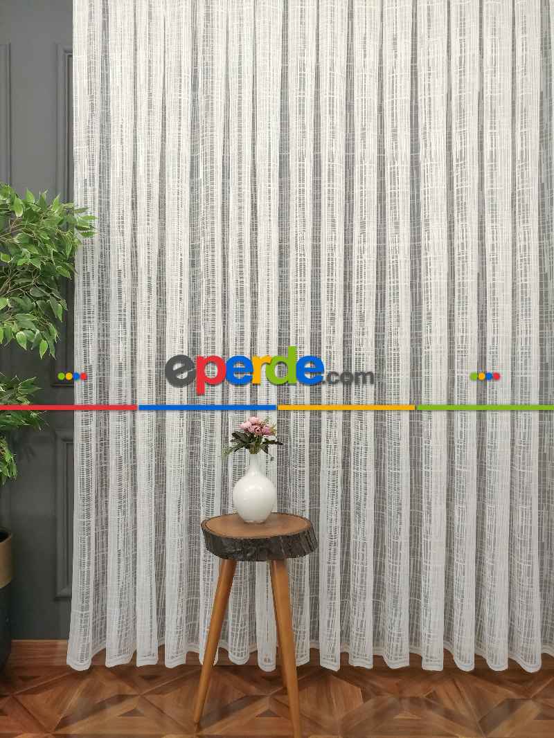 Spor Desen Fransız Dantel Tül Perde 041- Ekru