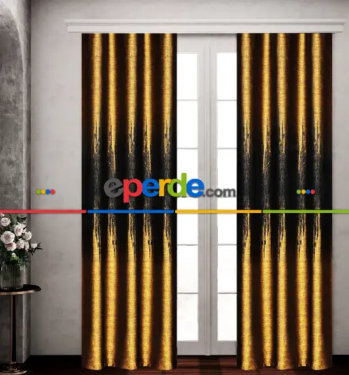 Siyah Altın Gold Fon Pano Perde, Taç Marka, Adet Fiyatıdır, İstediğiniz Boy Ölçüsünde Dikilir, Eni 70 İla 100cm Arası Seçenekler, Sık Piledir 70cm X 290cm 