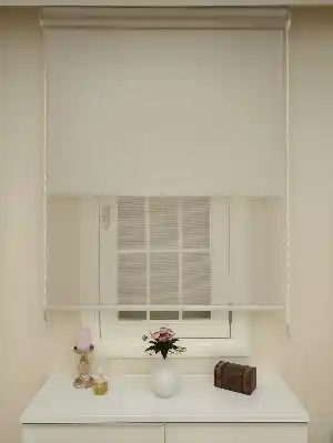 Bambu Tül Stor - Çiftli Sistem Tül Stor Perde (bamboo)- Bej