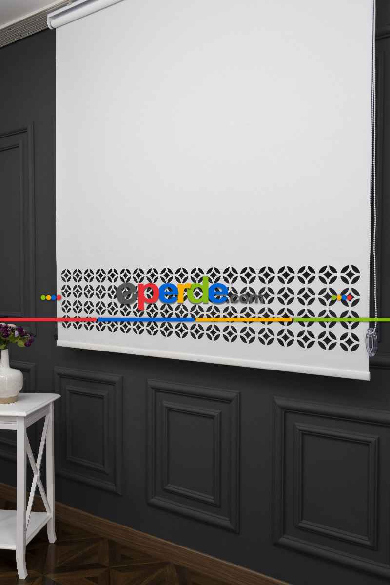 Ekru Renk Lazer Kesim Mat Stor Perde (ister Düz - İster Lazer Kesimli Satın Alın)