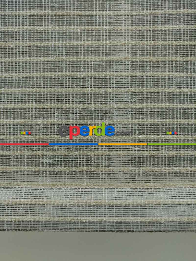 Çiftli Sistem Naturel Hasır Keten Tül Stor- Kum Beji