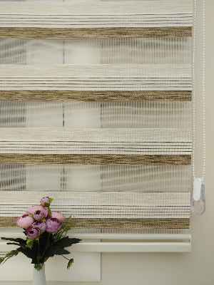 Krem - Kahve Zebra Perde Zarif Bambu- Krem-ekru-kahve