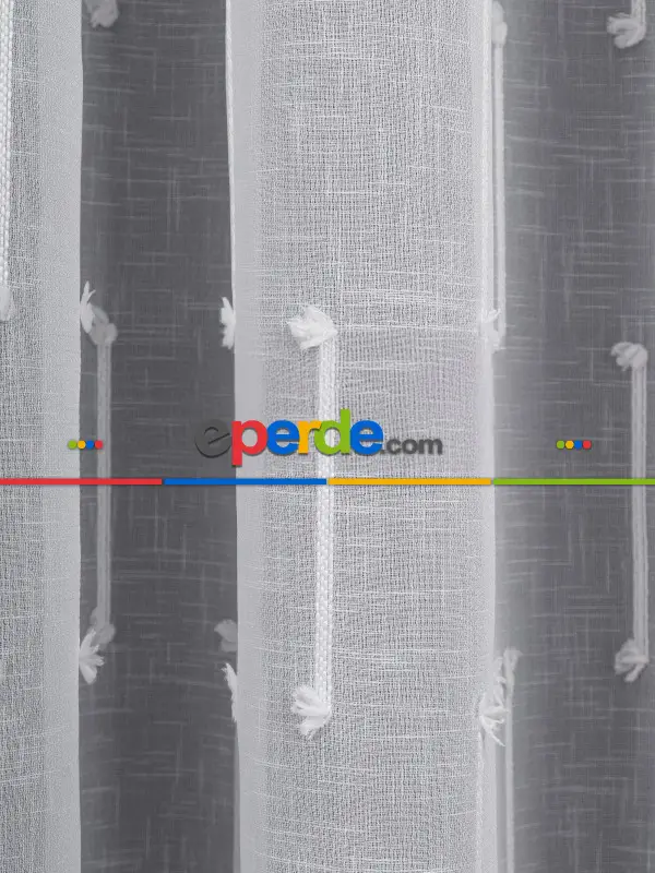 Minimal Çizgili Ekru Keten Tül Perde | Modern Ve Zarif Görünüm