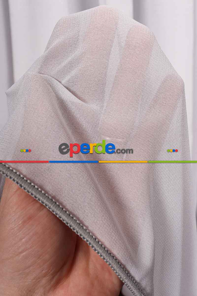 Salon Tül Modelleri - Krep Gri Düz Tül Perde