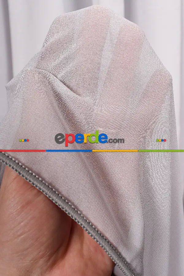 Krep Gri Düz Tül Perde