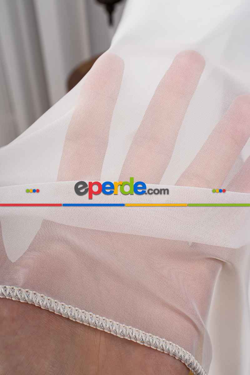 Yatak Odası - Zümrüt Düz Tül Perde (ekru Renk)- Ekru