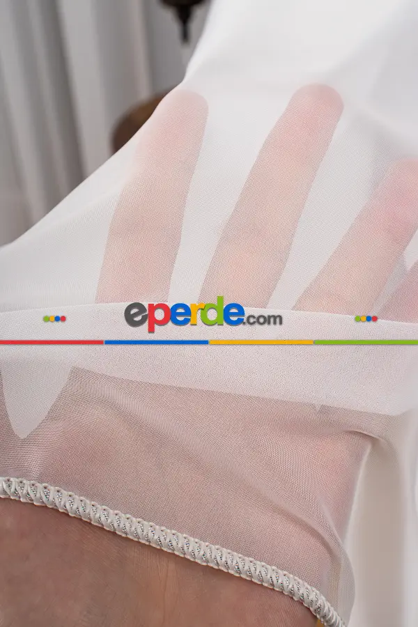 Mutfak - Zümrüt Düz Tül Perde (ekru Renk)- Ekru