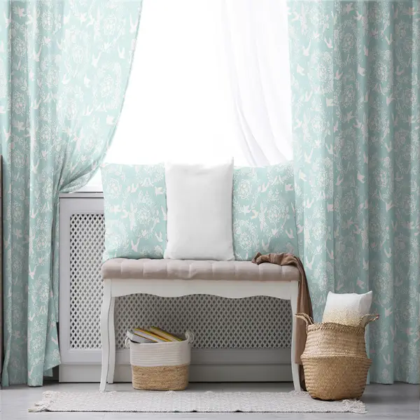 Çocuk Odası Fon Perde Evim794 Kumaşı Kalındır Duck Bezi Değildir- Mavi-beyaz