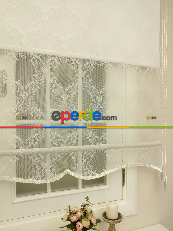Çiftli Sistem Tülü Perdeks - Bzd 06- Beyaz