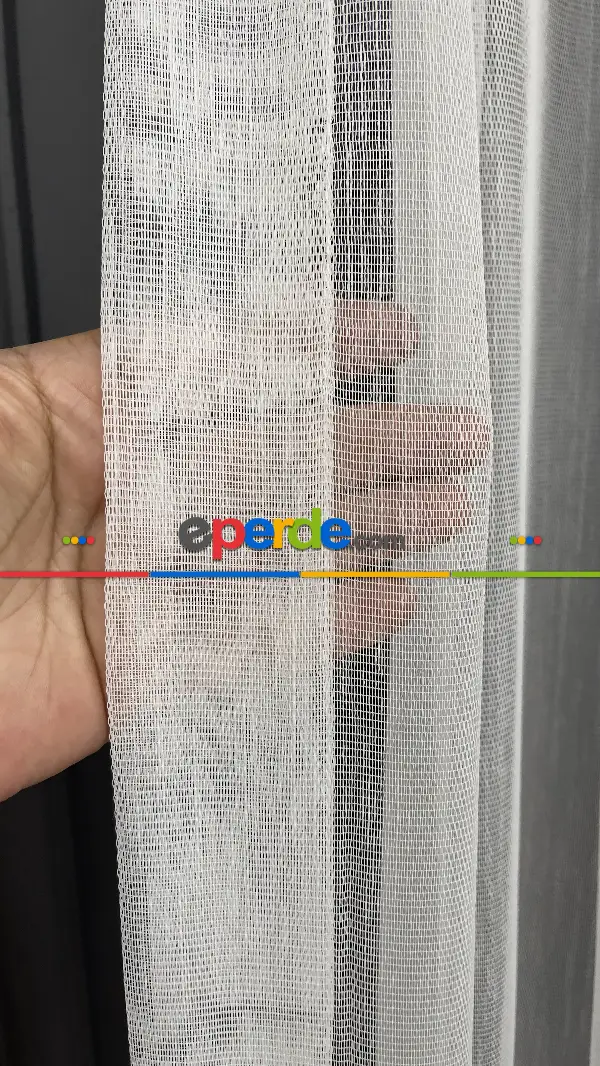 Siyah Saçak Detaylı Tül Fon Perde - Kordon Toplama