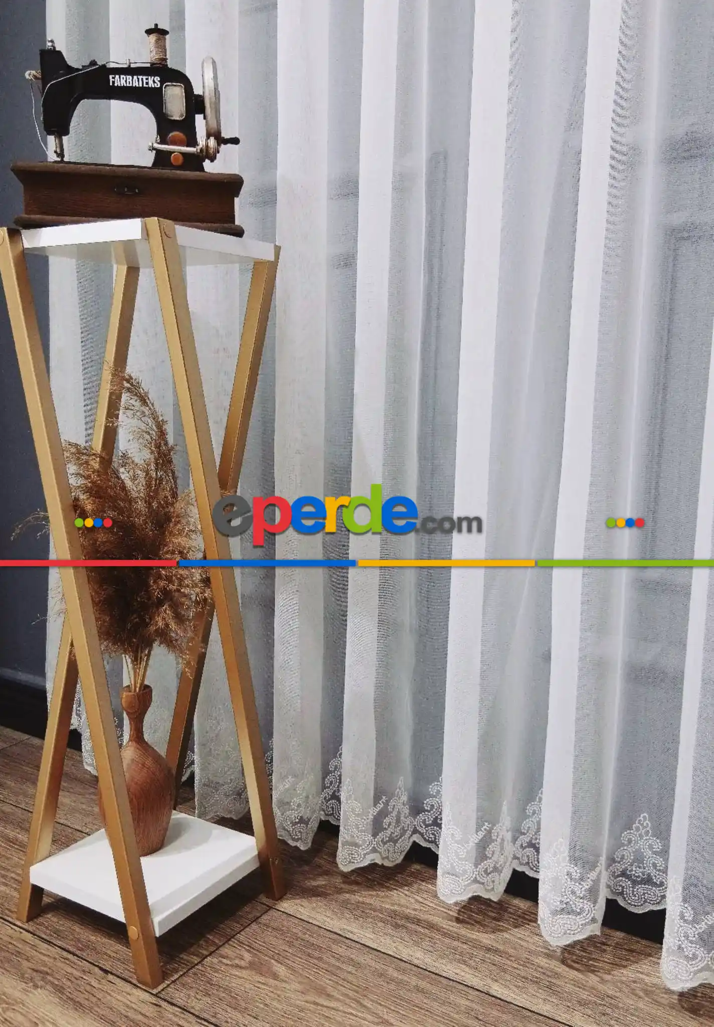 Brillant Lviv Etek Nakışlı Keten Modern Kırısşmaz Ütü İstemez Tül Perde