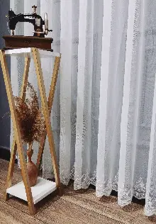 Brillant Lviv Etek Nakışlı Keten Modern Kırısşmaz Ütü İstemez Tül Perde