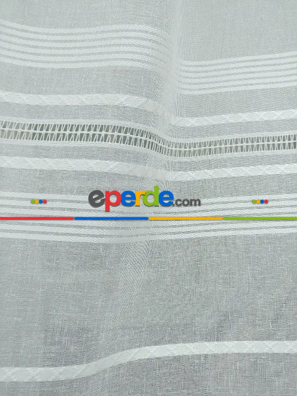 Salon Tül - Krem - Keten Tül Perde- Krem