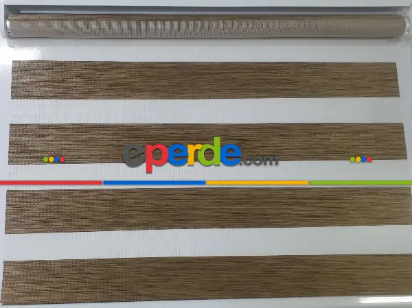 Brillant Koyu Ahşap Zebra Perde- Kahve