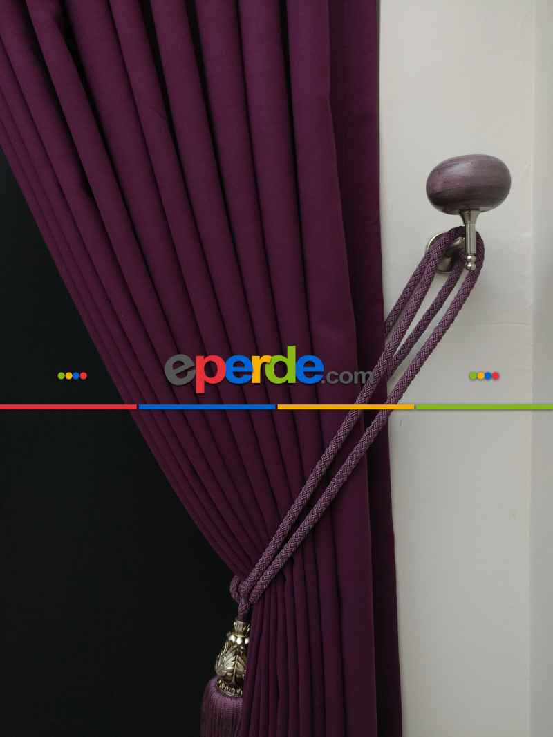 Düz Renk Dökümlü Fon Perde (150)- Mor